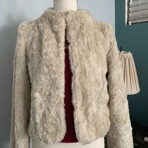 Old Navy Cream Teddy Jacket Cozy Faux Fur